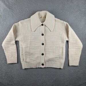 Faherty Heirloom Cotton Outback Cardigan Womens Medium Cream Beige NEW